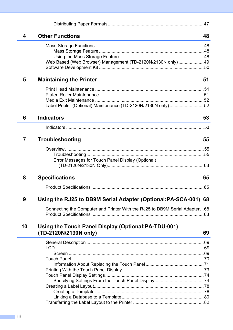 Brother TD-2120N User Manual | Page 4 / 122