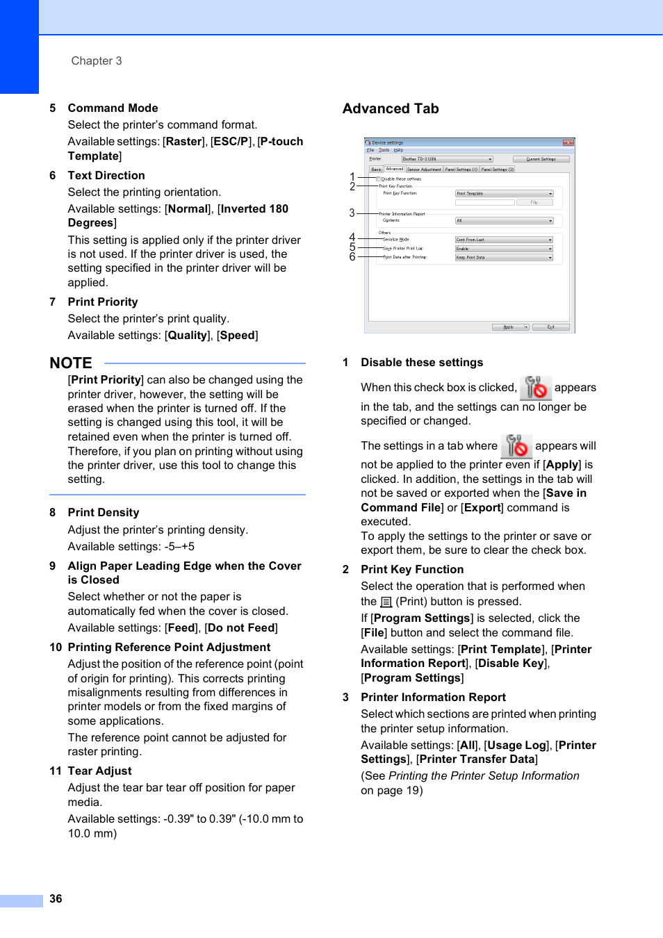 Advanced tab | Brother TD-2120N User Manual | Page 42 / 122