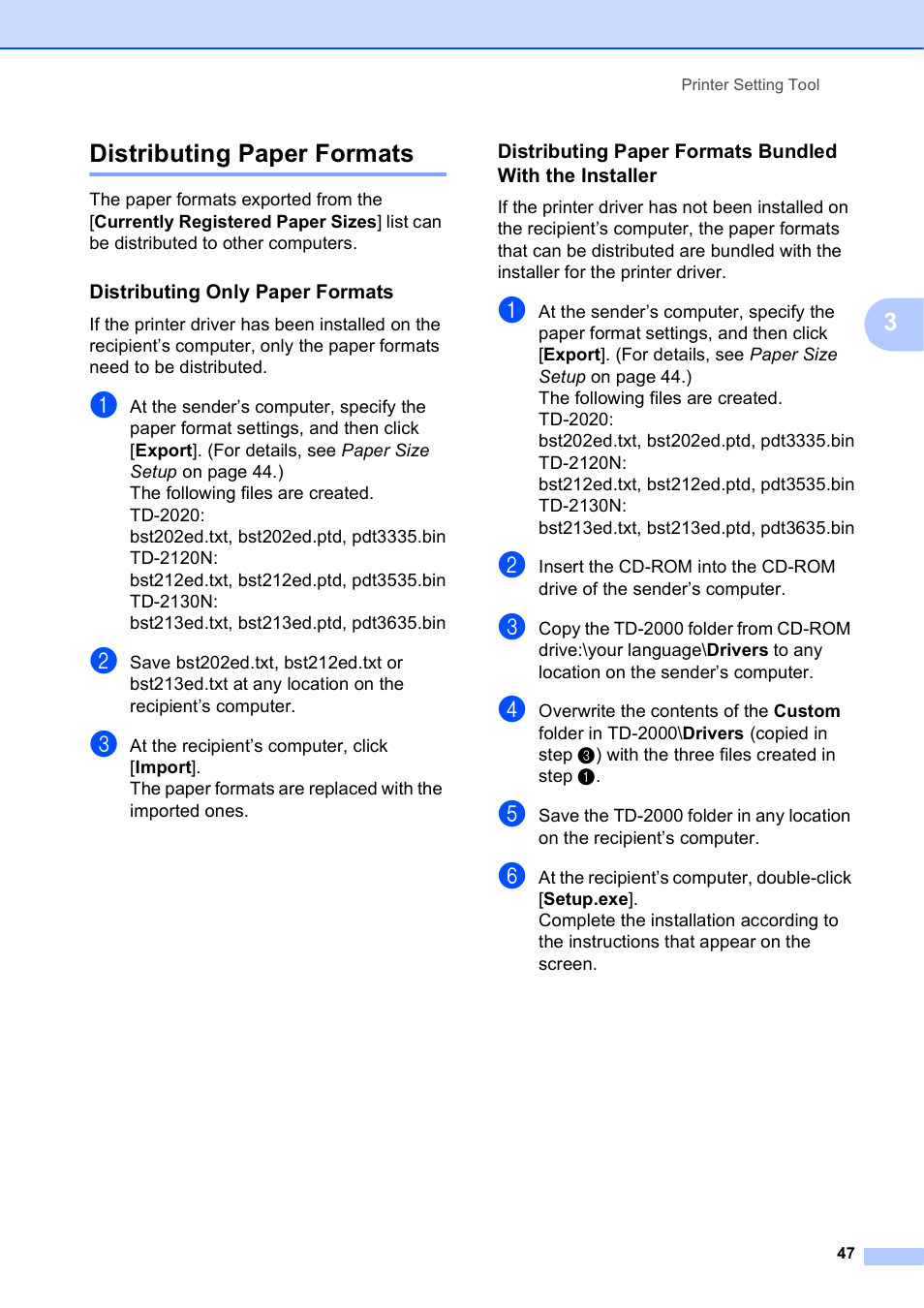 Distributing paper formats, Distributing only paper formats, 3distributing paper formats | Brother TD-2120N User Manual | Page 53 / 122