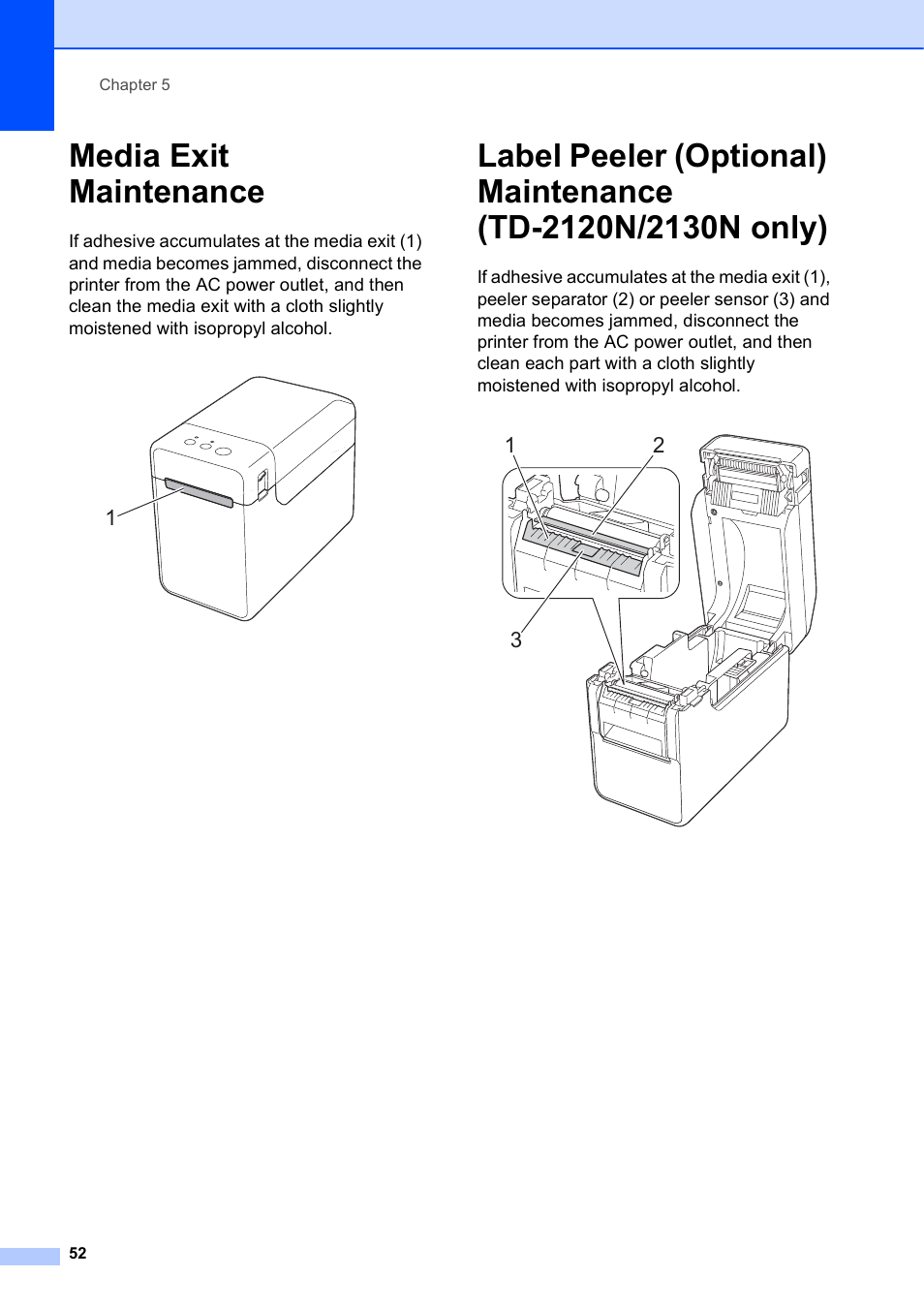 Media exit maintenance | Brother TD-2120N User Manual | Page 58 / 122