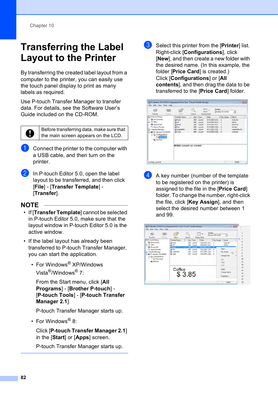 Transferring the label layout to the printer | Brother TD-2120N User Manual | Page 88 / 122