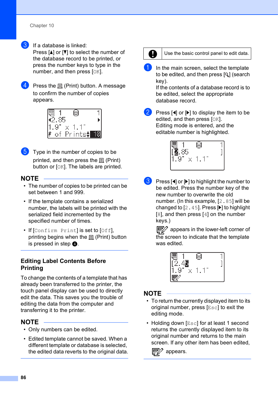 Editing label contents before printing | Brother TD-2120N User Manual | Page 92 / 122