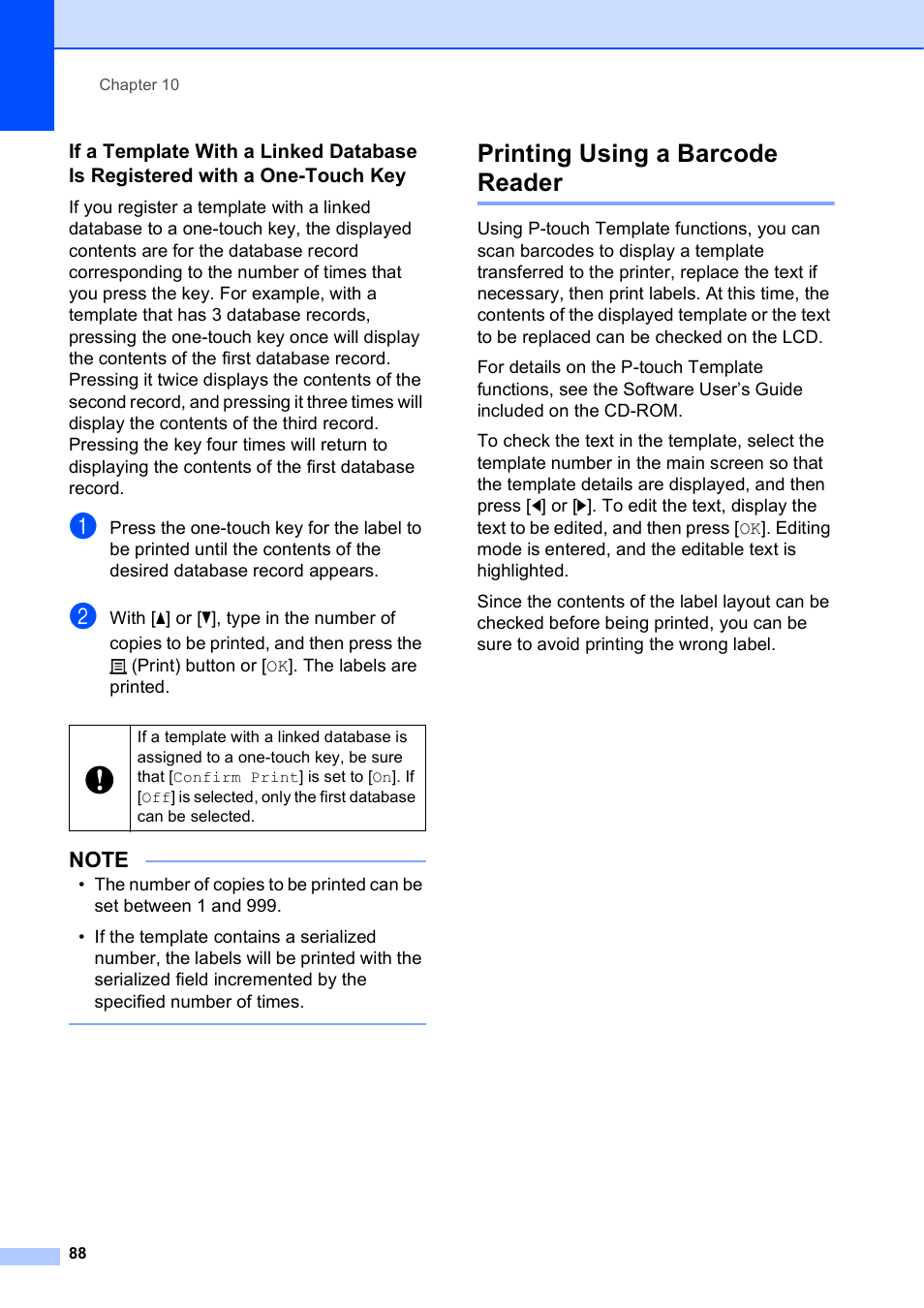 Printing using a barcode reader | Brother TD-2120N User Manual | Page 94 / 122