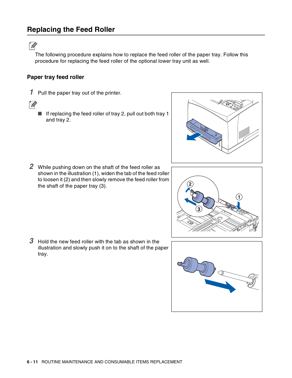 Replacing the feed roller, Replacing the feed roller -11 | Brother HL-8050N User Manual | Page 151 / 216