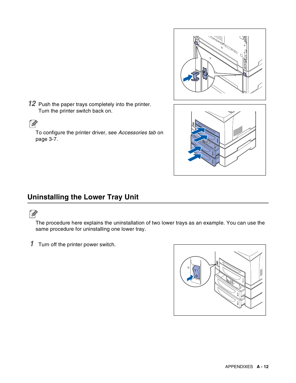 Uninstalling the lower tray unit | Brother HL-8050N User Manual | Page 170 / 216