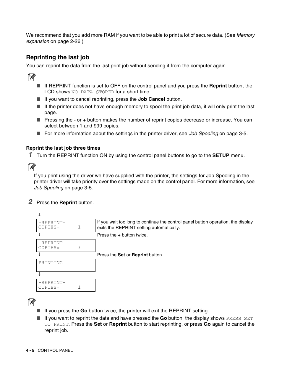 Reprinting the last job, Reprinting the last job -5 | Brother HL-8050N User Manual | Page 85 / 216