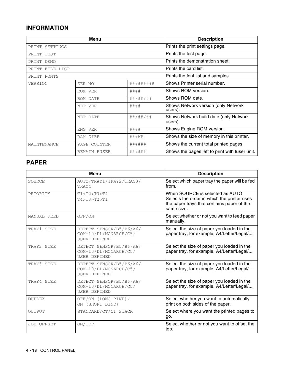 Information, Paper, Information -13 paper -13 | Information paper | Brother HL-8050N User Manual | Page 93 / 216