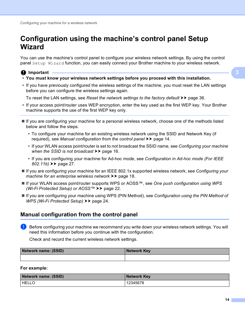 Manual configuration from the control panel | Brother HL-S7000DN User Manual | Page 20 / 117