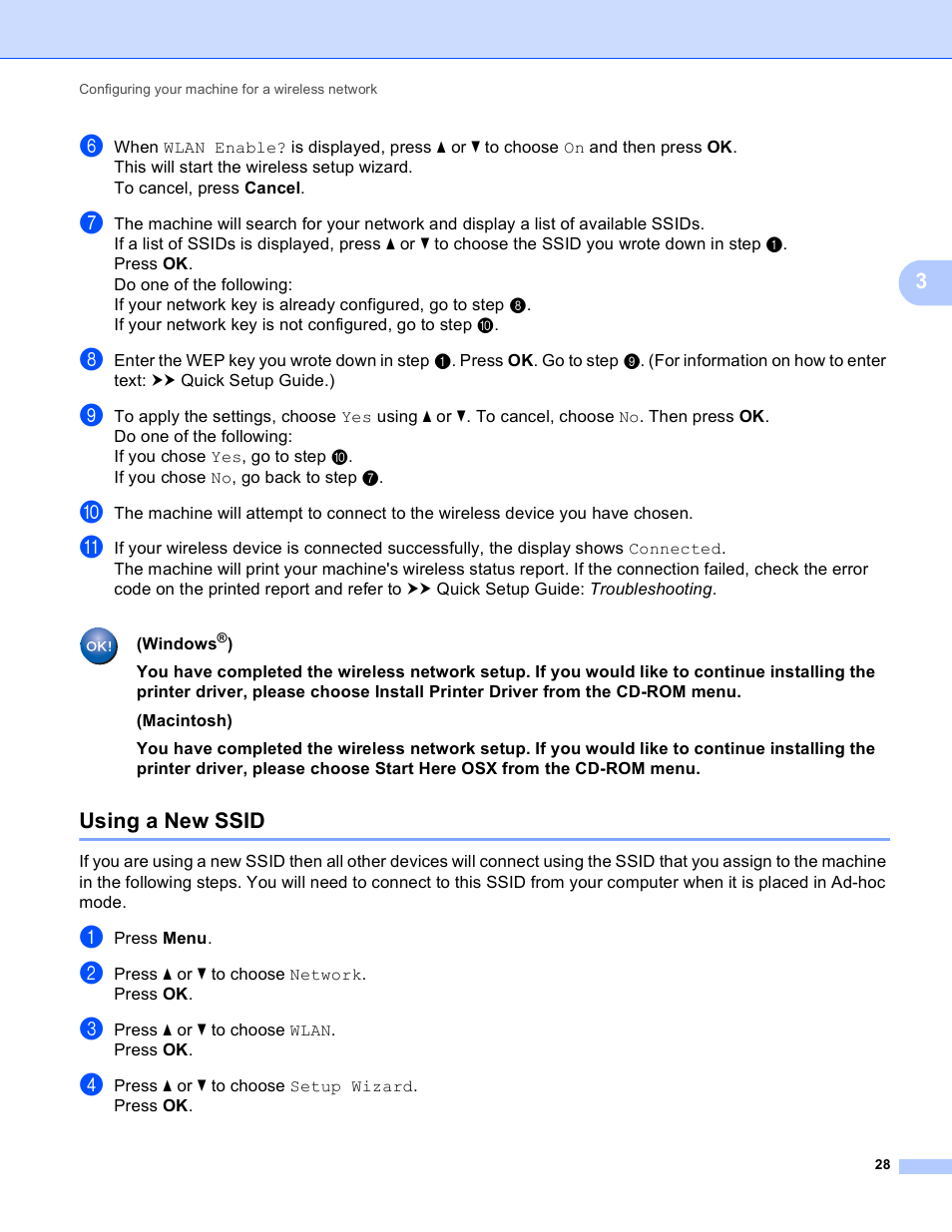Using a new ssid | Brother HL-S7000DN User Manual | Page 34 / 117