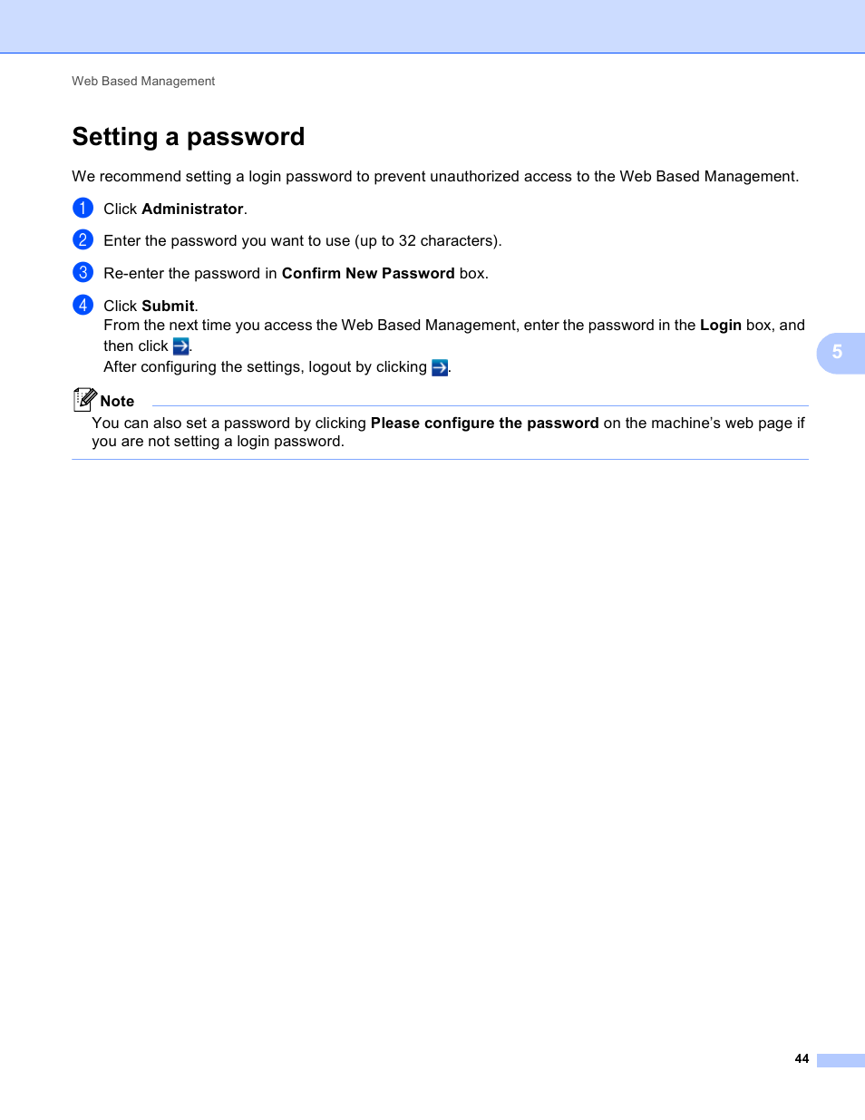 Setting a password | Brother HL-S7000DN User Manual | Page 50 / 117