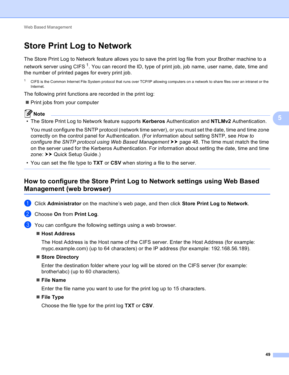 Store print log to network, Web browser) | Brother HL-S7000DN User Manual | Page 55 / 117