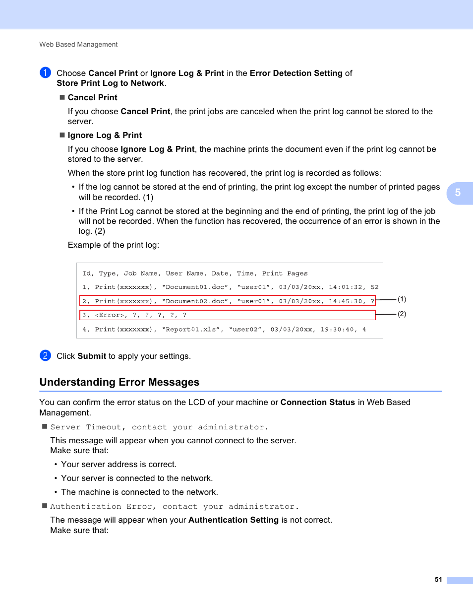 Understanding error messages | Brother HL-S7000DN User Manual | Page 57 / 117