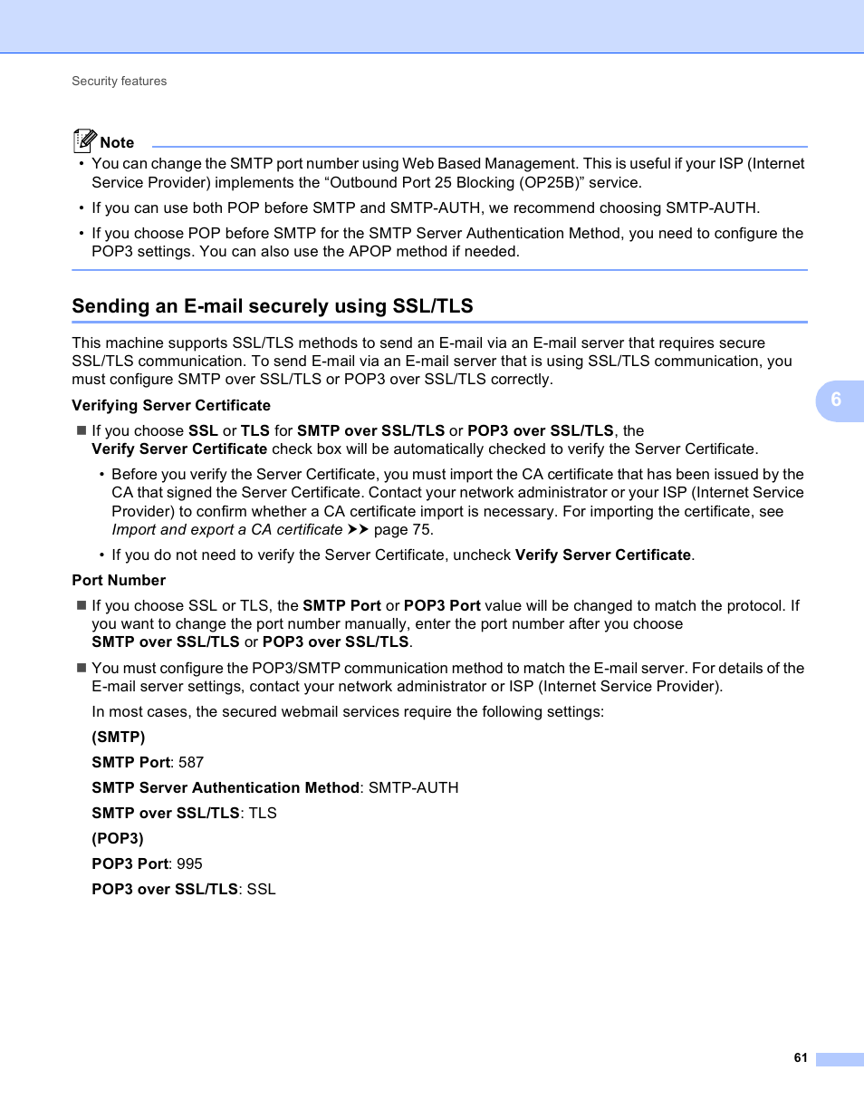 Sending an e-mail securely using ssl/tls | Brother HL-S7000DN User Manual | Page 67 / 117