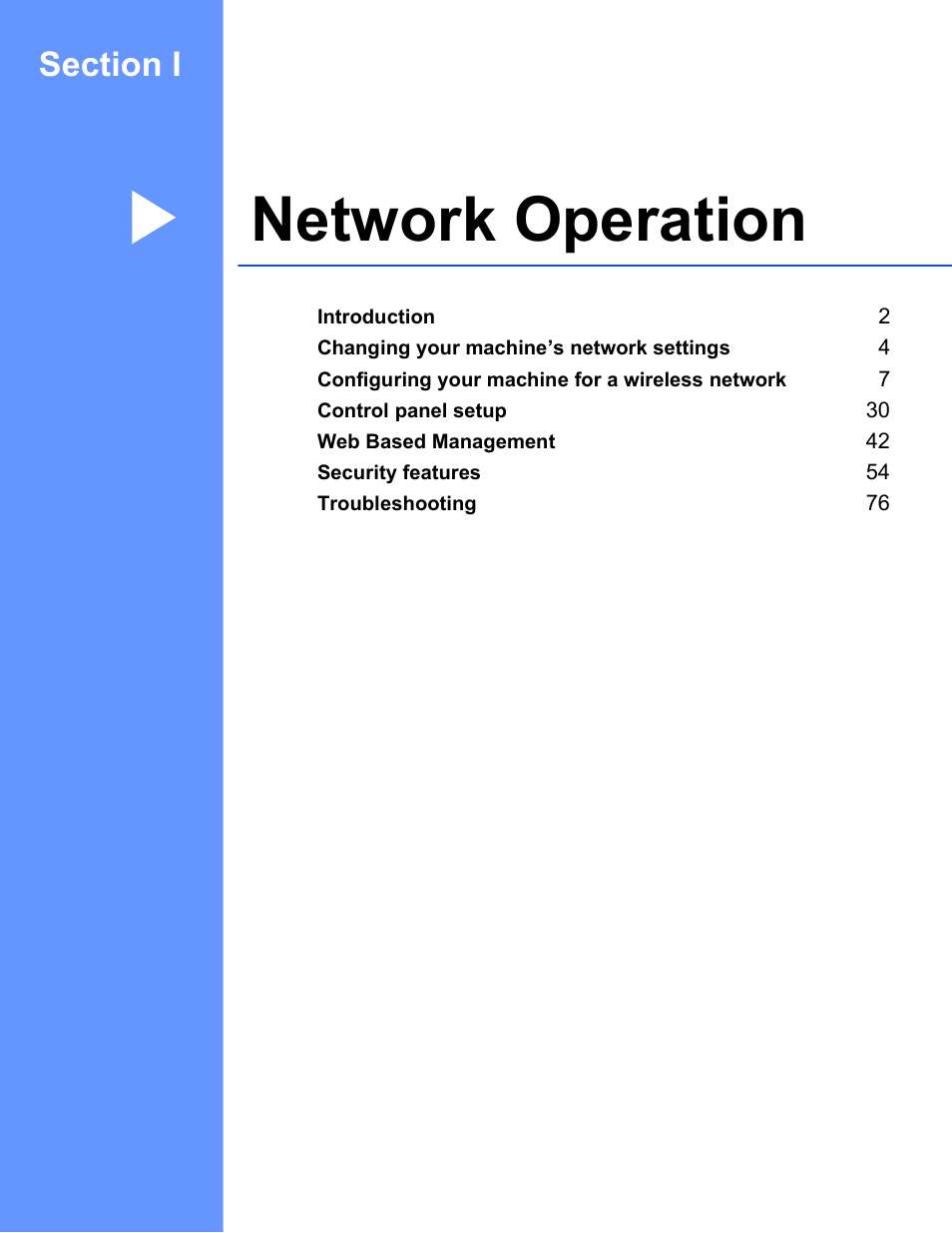 Network operation, Section i network operation | Brother HL-S7000DN User Manual | Page 7 / 117