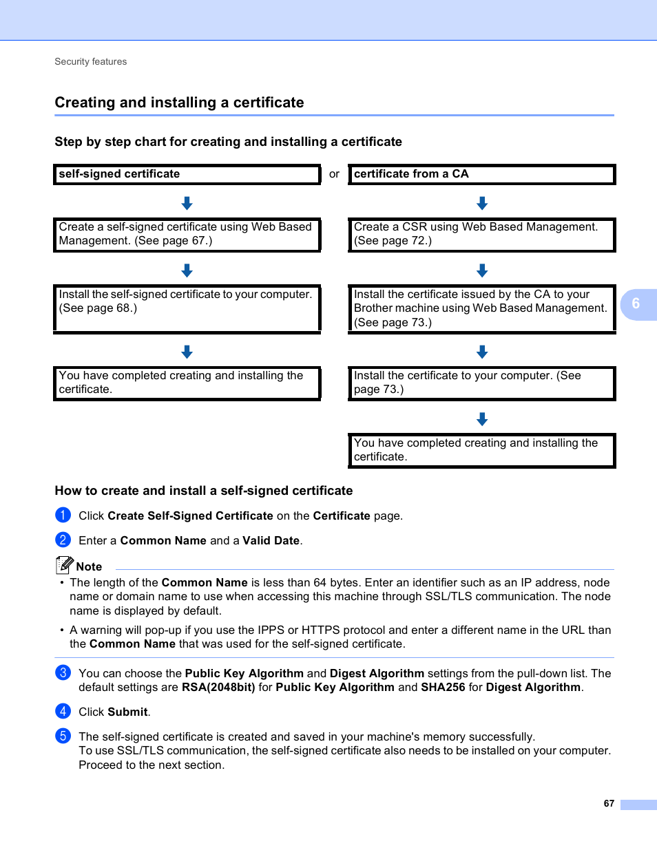 Creating and installing a certificate, Creating and installing a certificate uu, 6creating and installing a certificate | Brother HL-S7000DN User Manual | Page 73 / 117