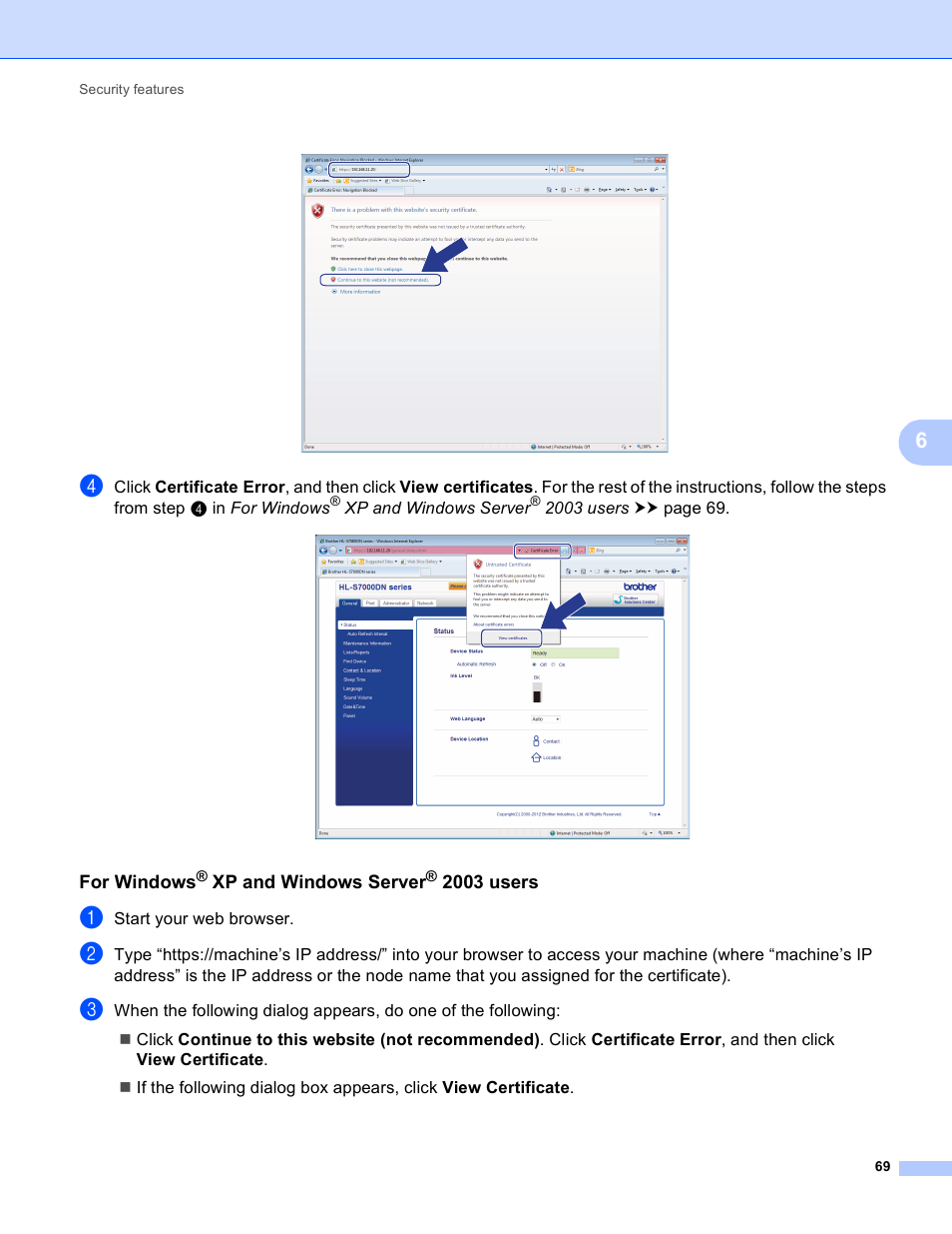 For windows® xp and windows server® 2003 users | Brother HL-S7000DN User Manual | Page 75 / 117