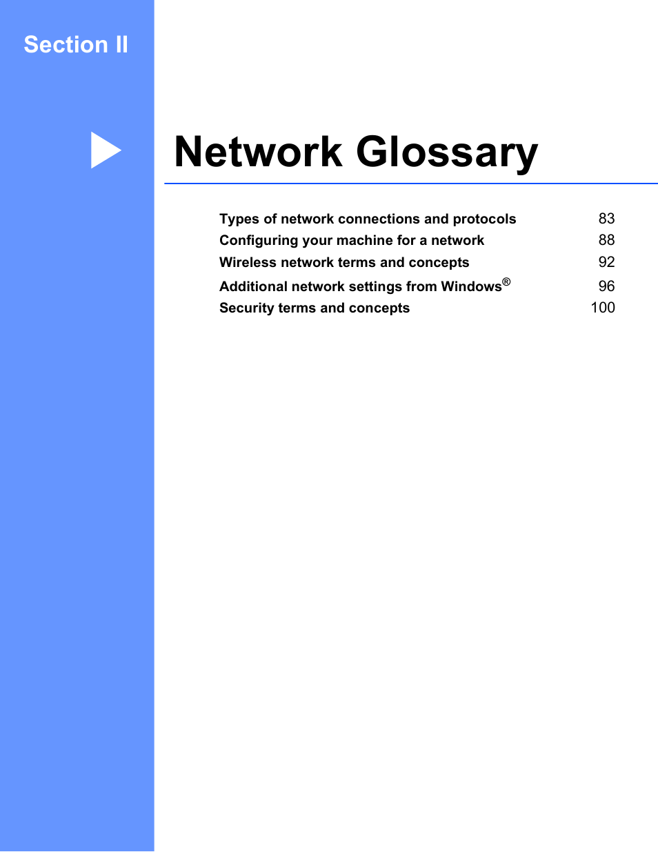 Network glossary, Section ii network glossary | Brother HL-S7000DN User Manual | Page 88 / 117