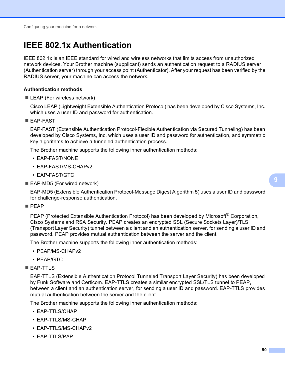 Ieee 802.1x authentication | Brother HL-S7000DN User Manual | Page 96 / 117