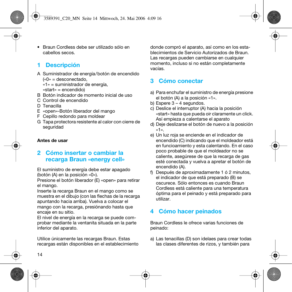 Braun C Club Cordless Styler User Manual | Page 13 / 45