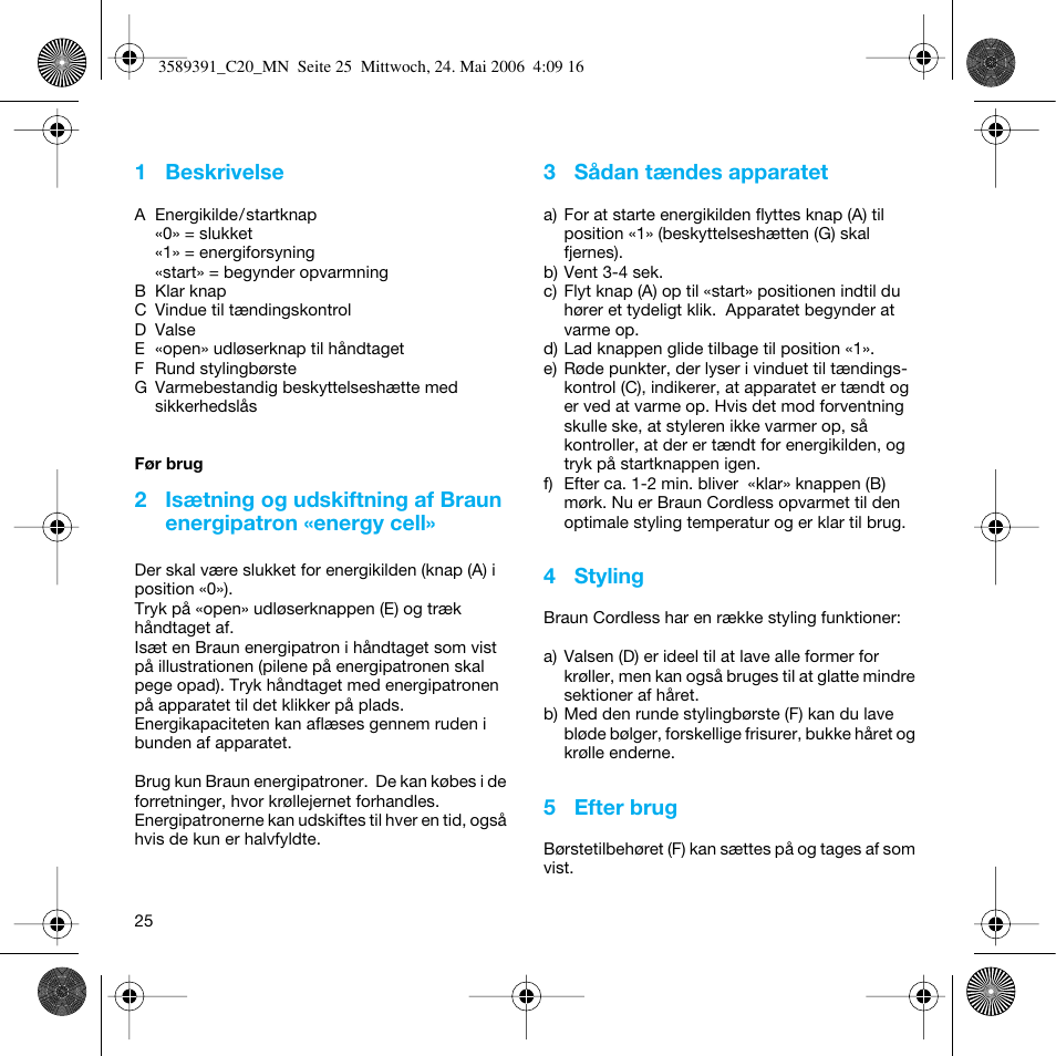 Braun C Club Cordless Styler User Manual | Page 24 / 45