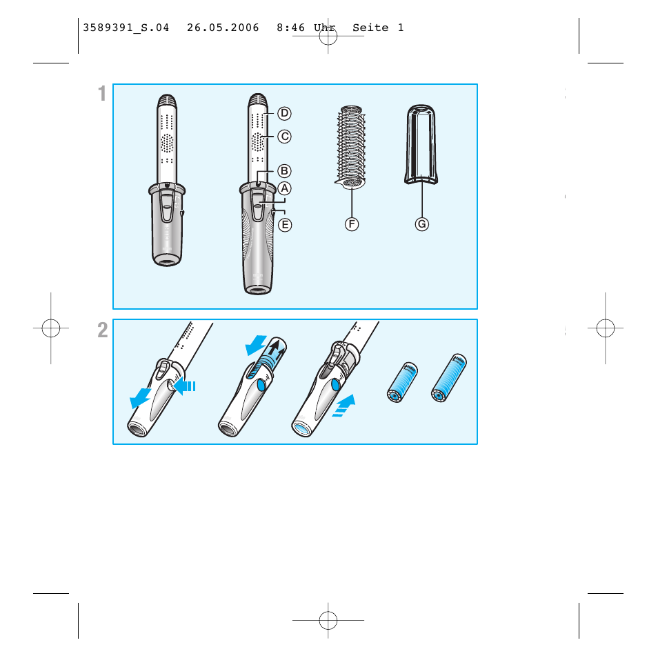Ba e c d | Braun C Club Cordless Styler User Manual | Page 3 / 45