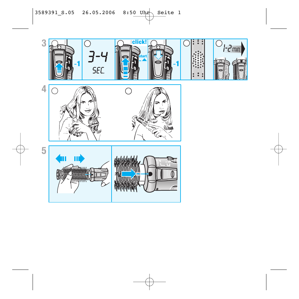 Click | Braun C Club Cordless Styler User Manual | Page 4 / 45