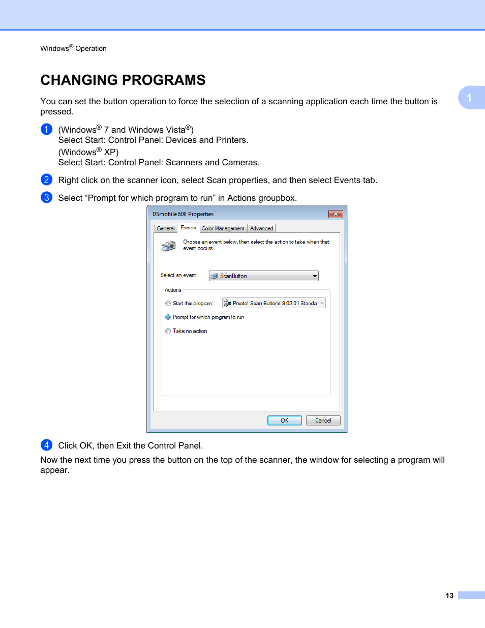 Changing programs | Brother DS-600 User Manual | Page 31 / 57