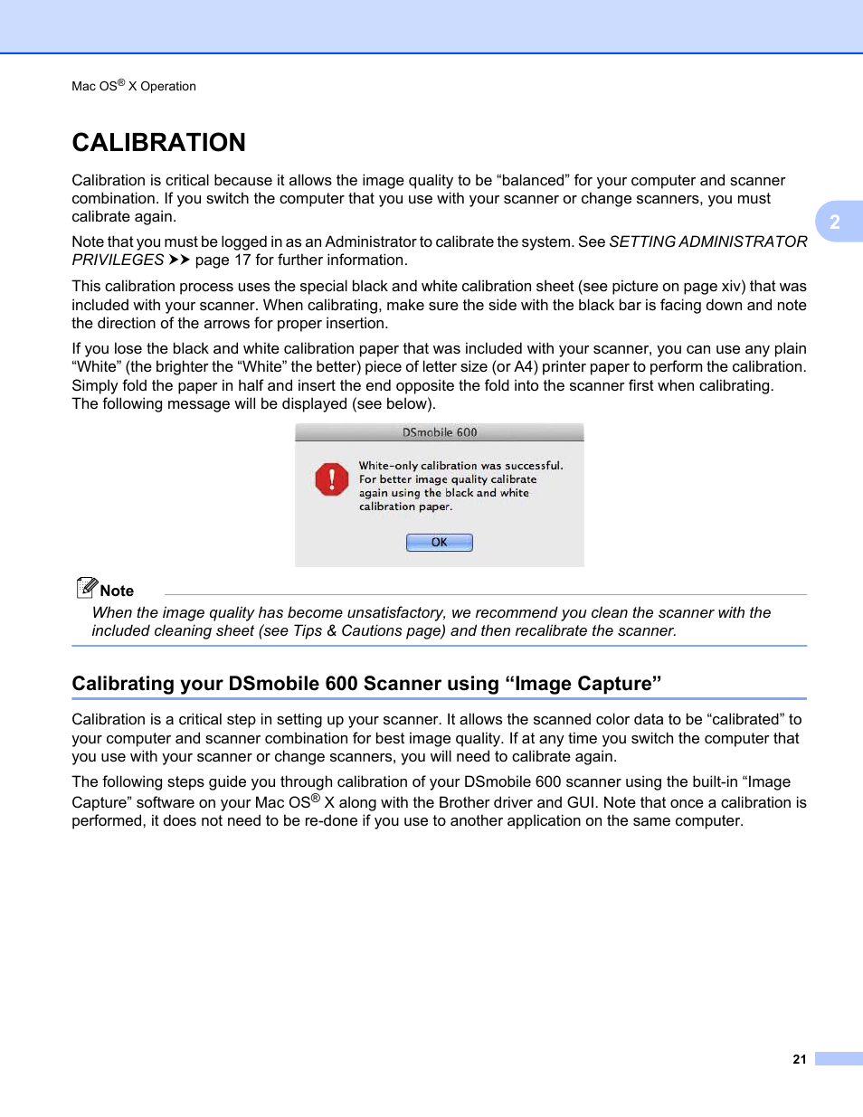 Calibration | Brother DS-600 User Manual | Page 39 / 57