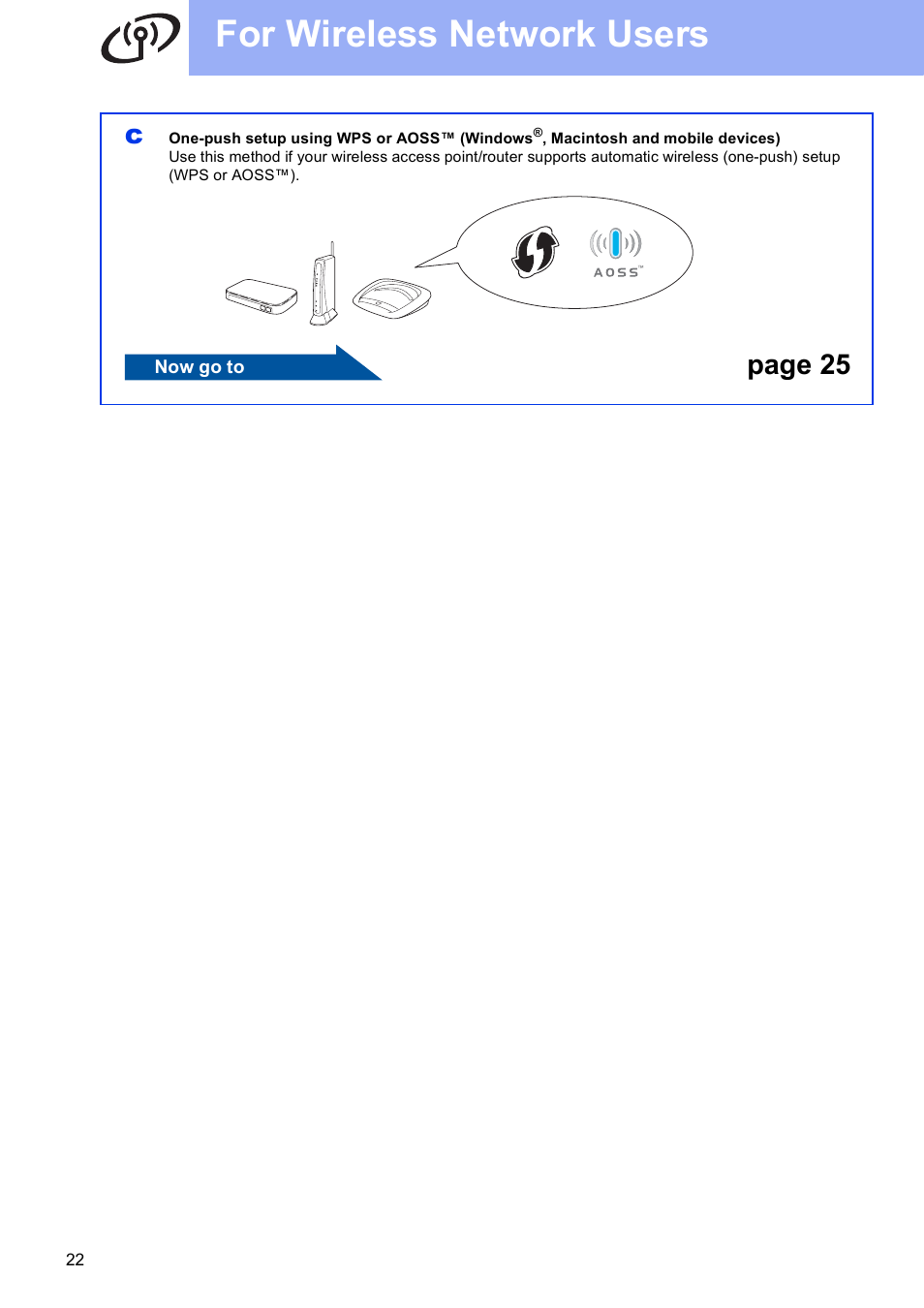 For wireless network users, Page 25 | Brother MFC-J470DW User Manual | Page 22 / 36