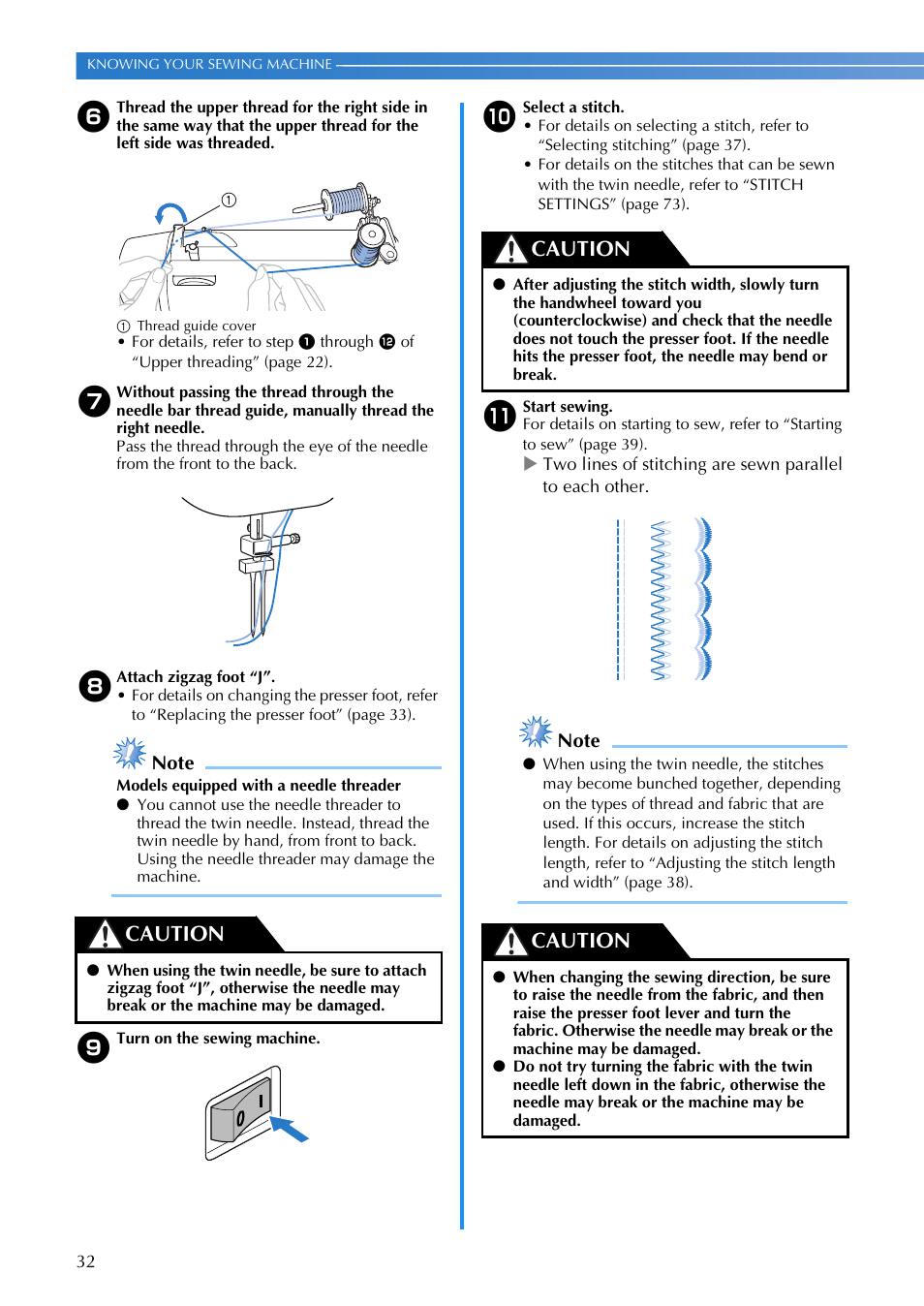 Caution | Brother CP-7500 User Manual | Page 34 / 100