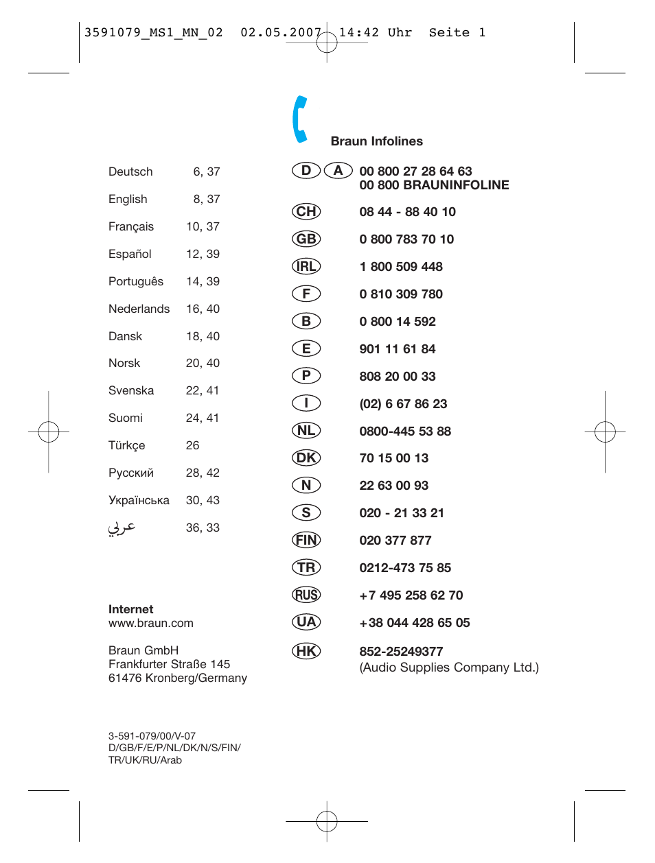 Braun MS1 smoothliner cordless User Manual | Page 2 / 43
