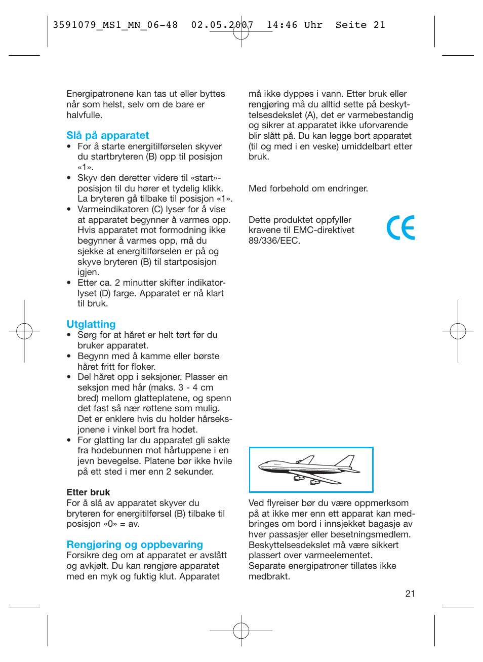 Braun MS1 smoothliner cordless User Manual | Page 21 / 43
