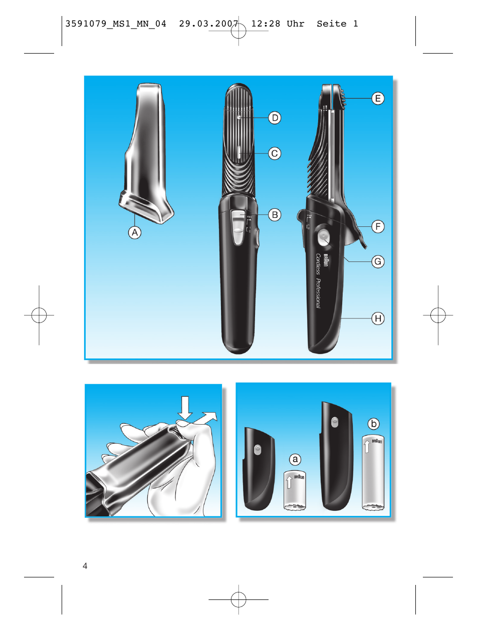 Braun MS1 smoothliner cordless User Manual | Page 4 / 43