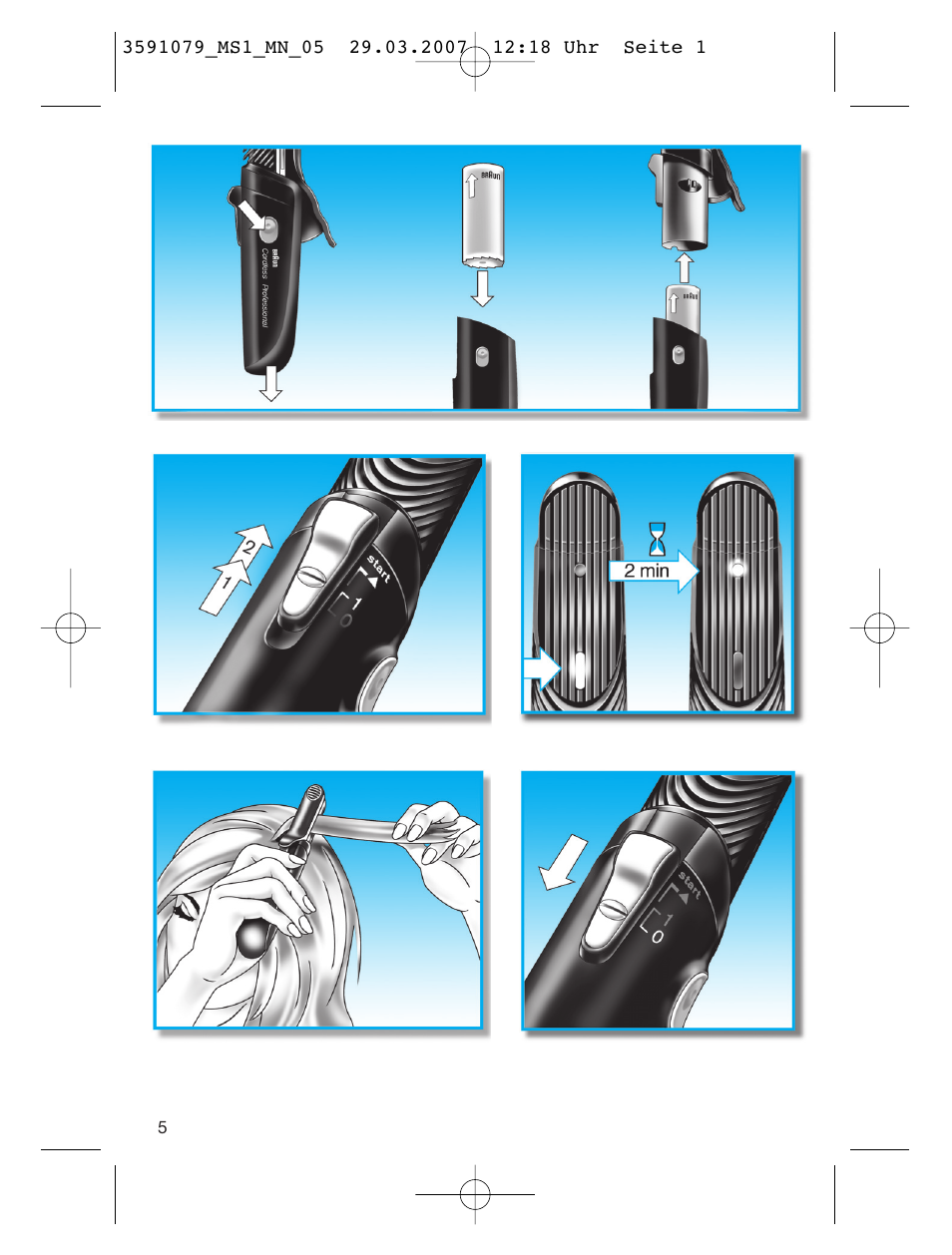 Braun MS1 smoothliner cordless User Manual | Page 5 / 43