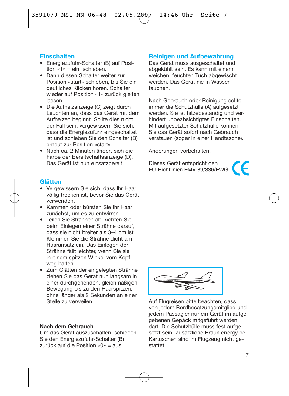Braun MS1 smoothliner cordless User Manual | Page 7 / 43