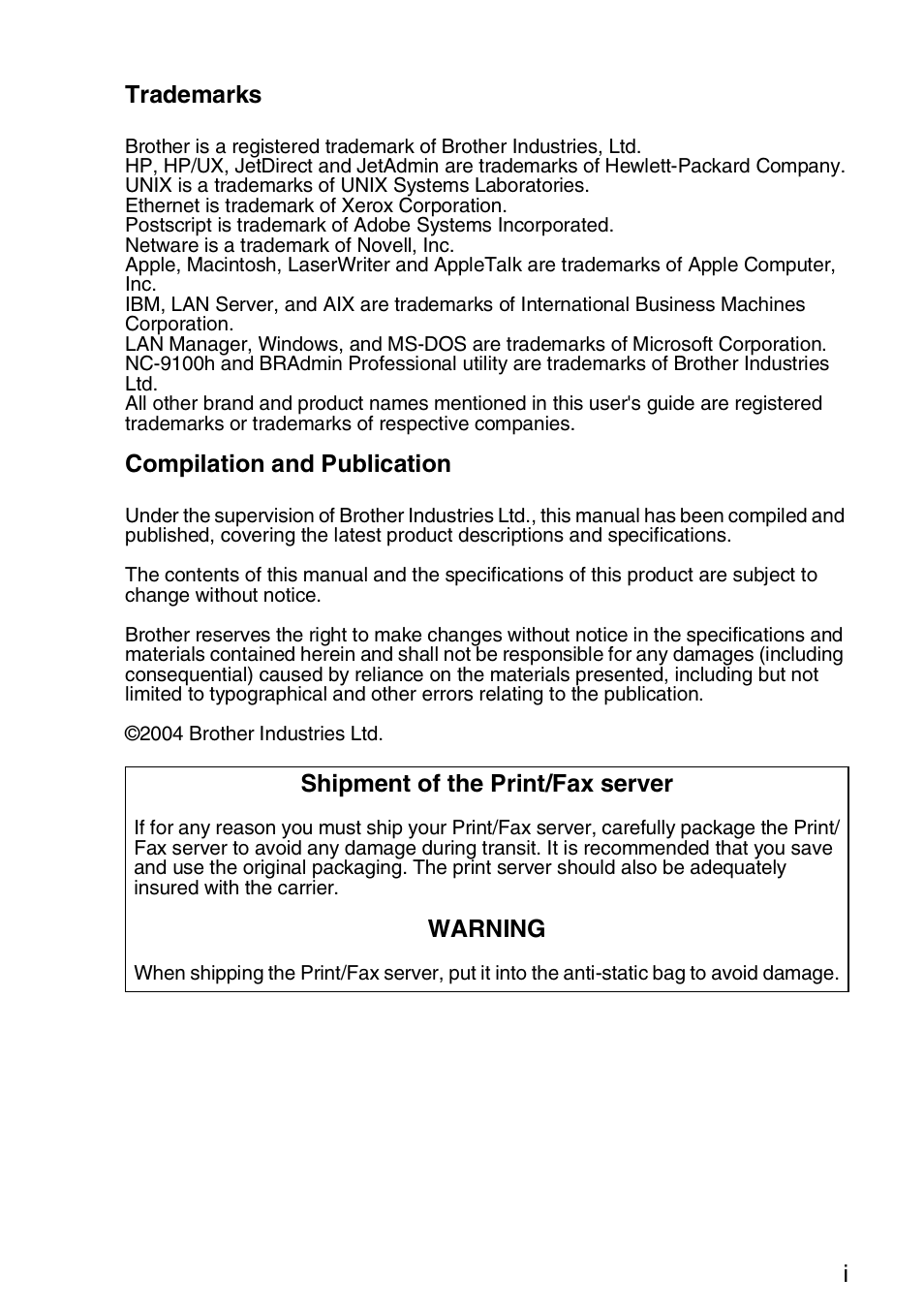 Brother MFC 8220 User Manual | Page 2 / 176