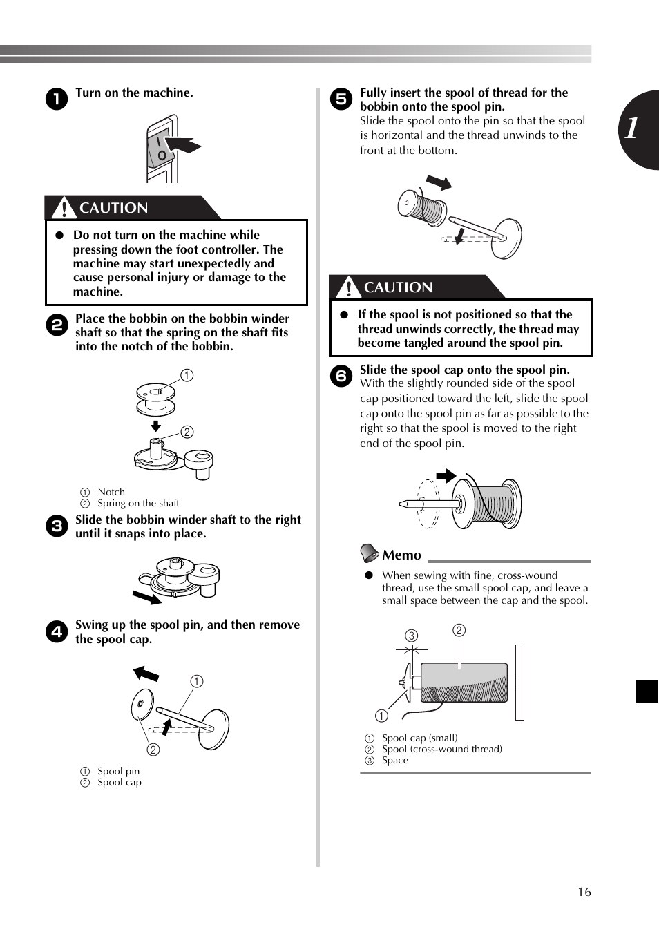 Caution, Ab a b, Ac b | Brother SB530T User Manual | Page 17 / 104