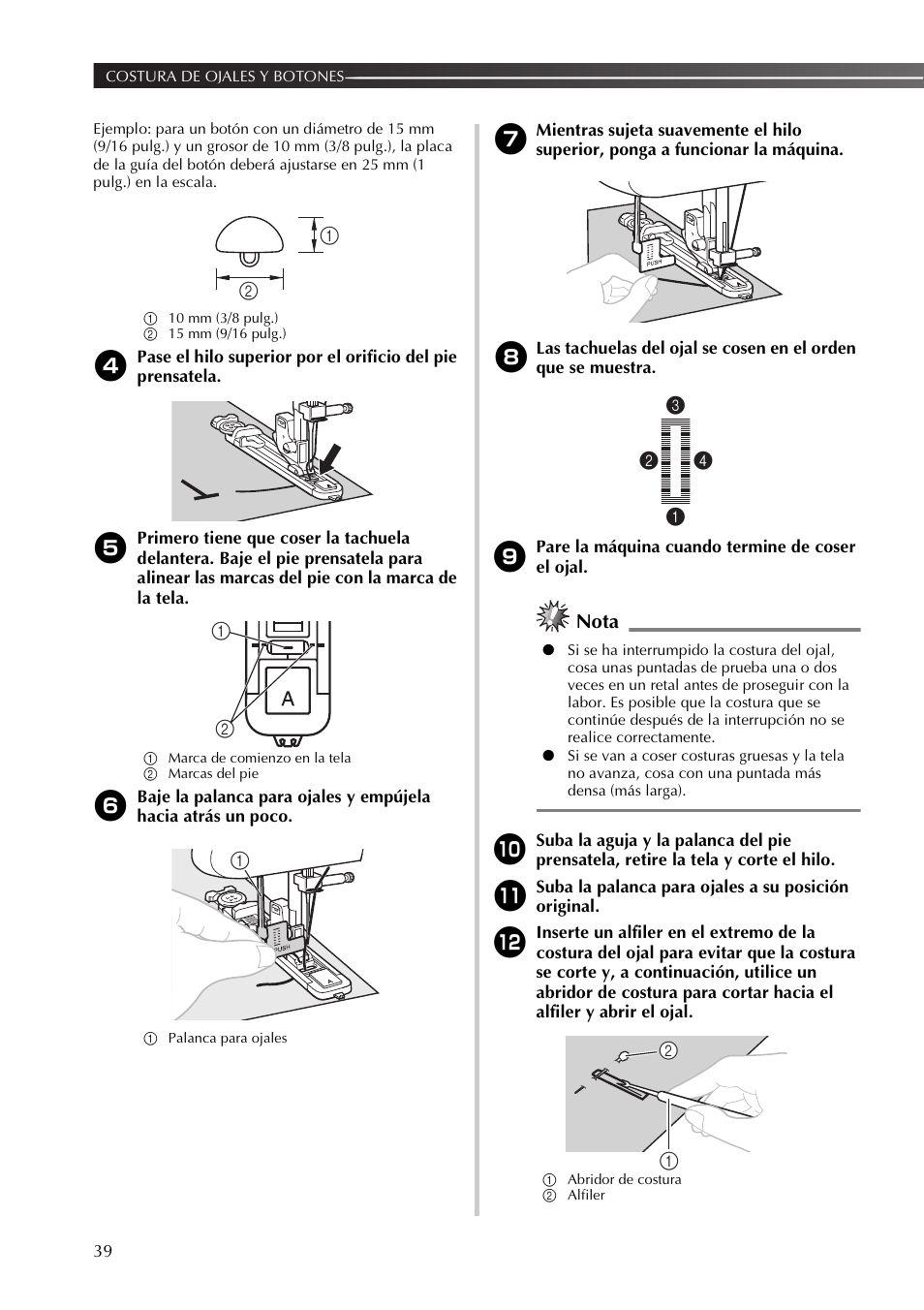 Nota | Brother SB530T User Manual | Page 90 / 104