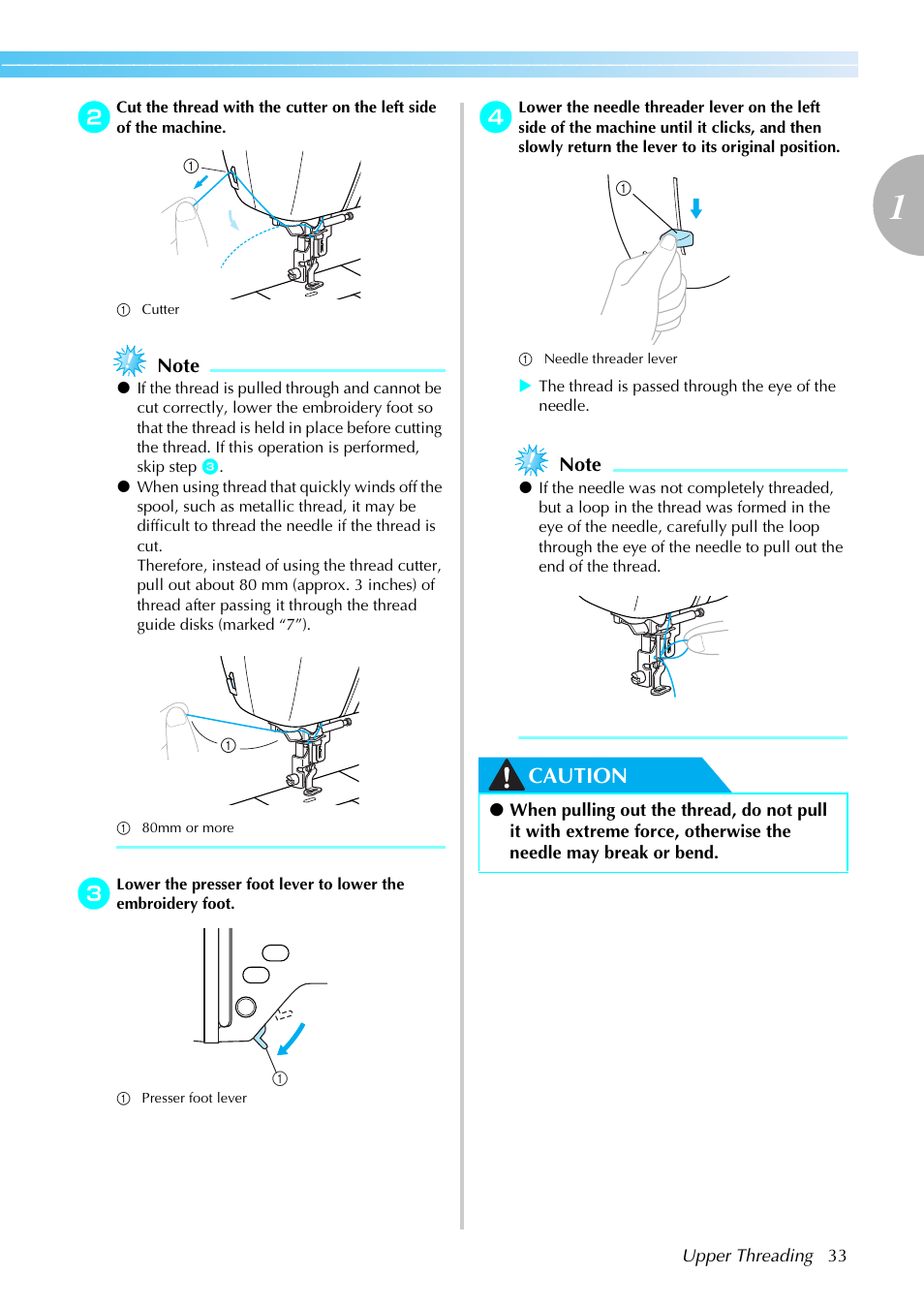 Caution | Brother PE-770 User Manual | Page 35 / 88
