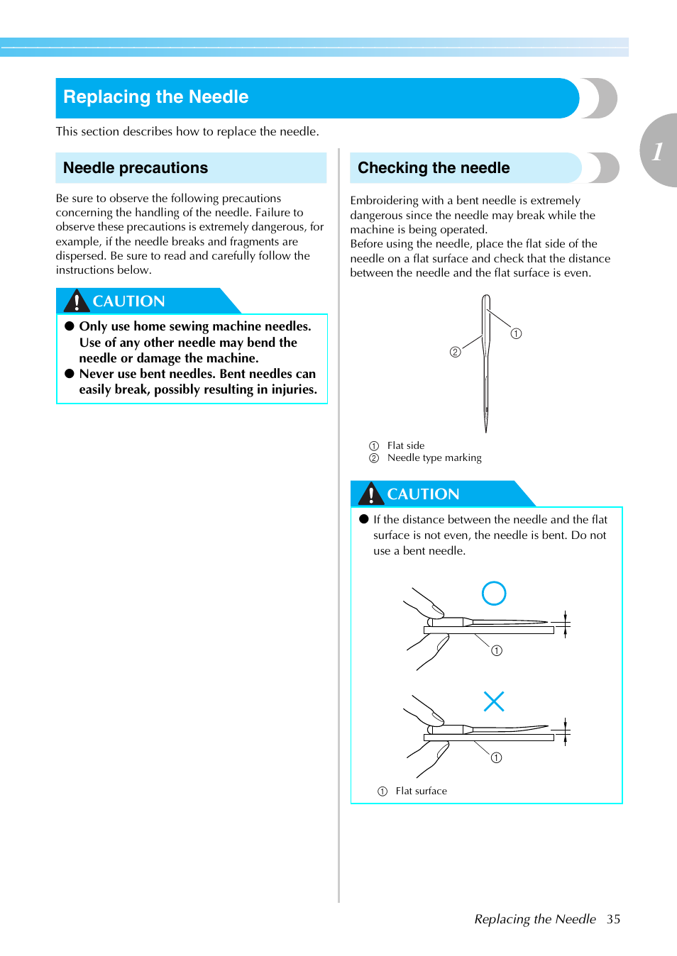 Replacing the needle | Brother PE-770 User Manual | Page 37 / 88