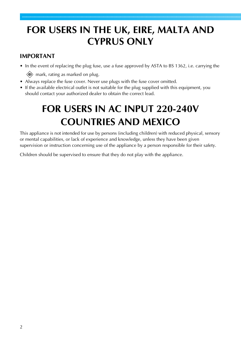 For users in the uk, eire, malta and cyprus only | Brother PE-770 User Manual | Page 4 / 88