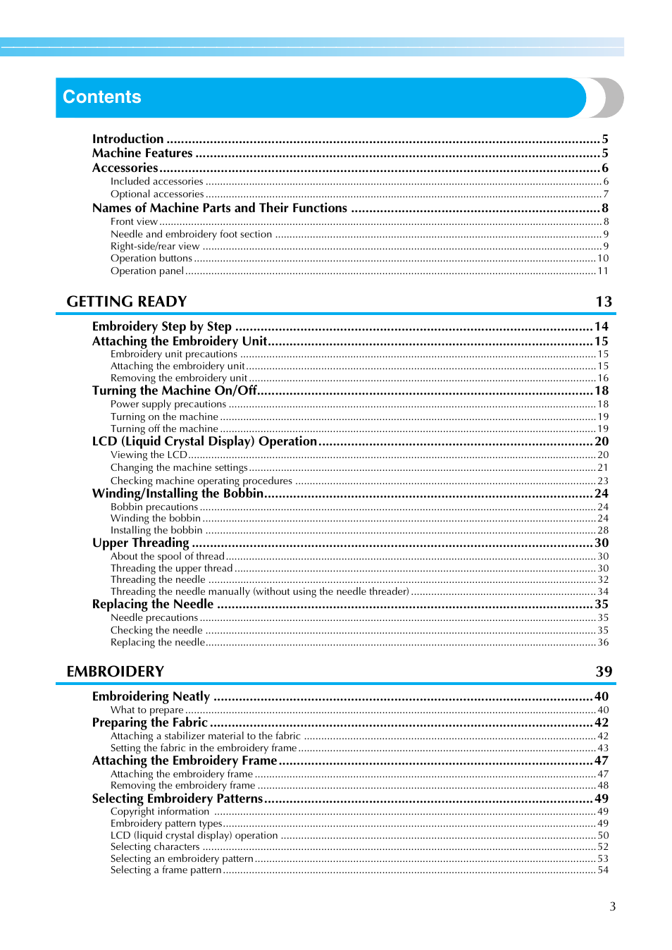 Brother PE-770 User Manual | Page 5 / 88