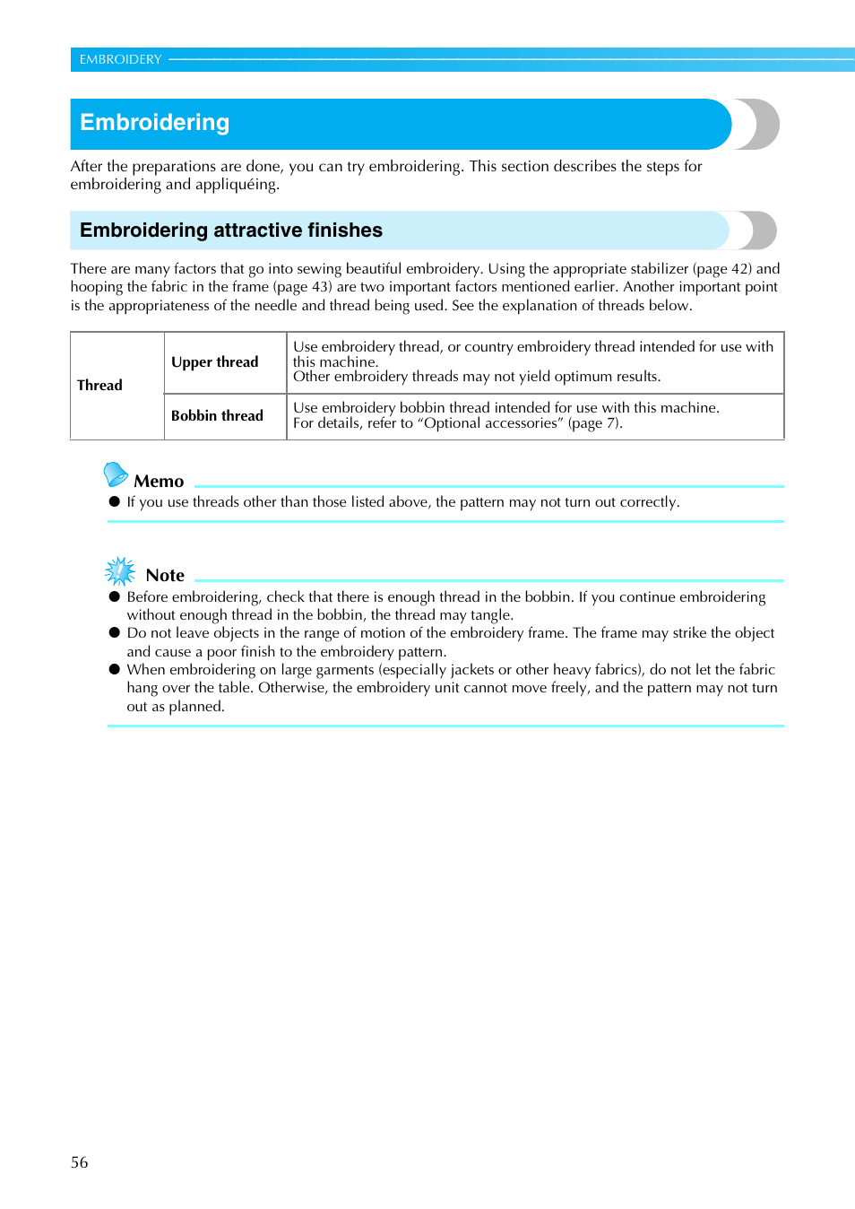 Embroidering, Embroidering attractive finishes | Brother PE-770 User Manual | Page 58 / 88