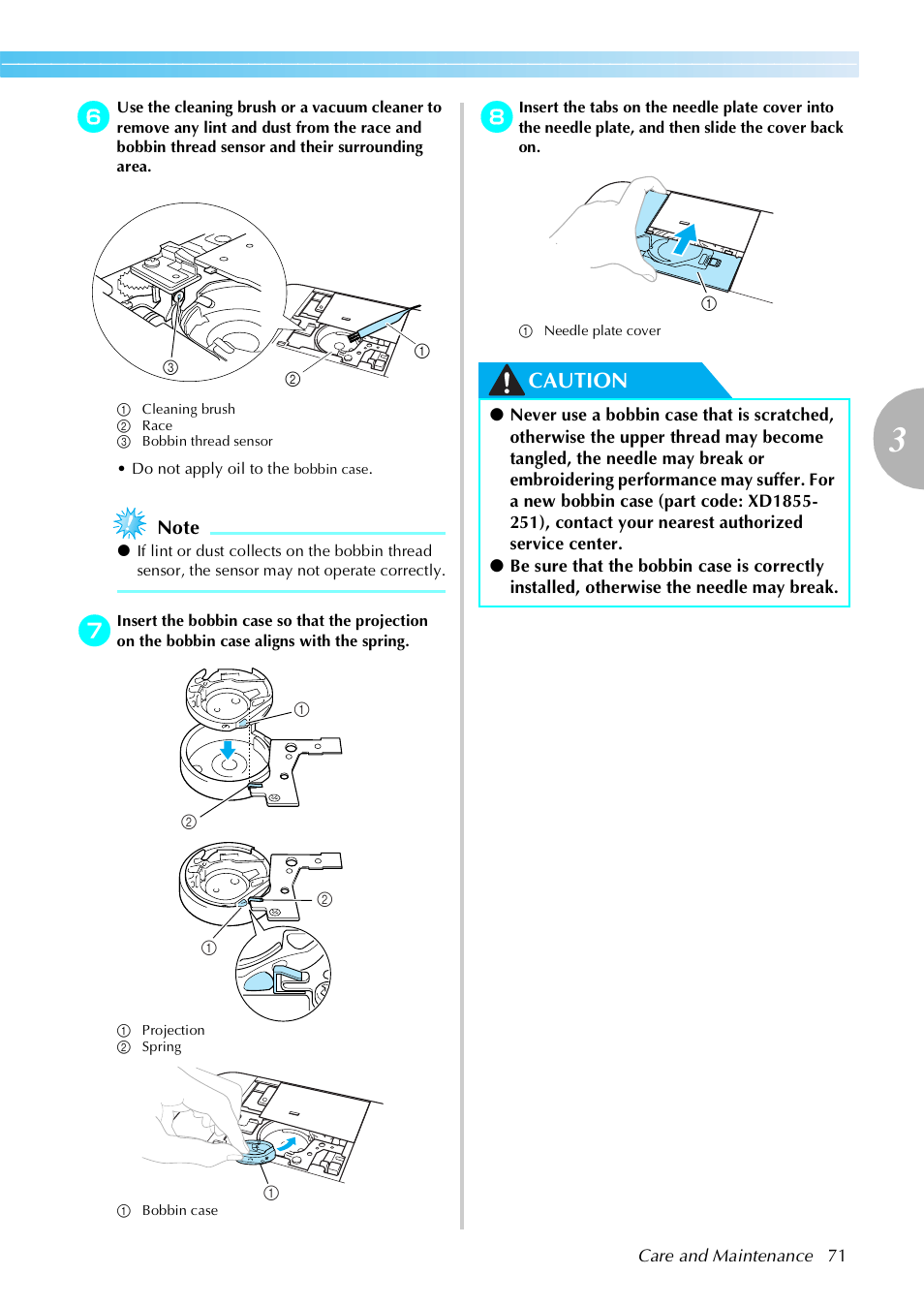 Caution | Brother PE-770 User Manual | Page 73 / 88