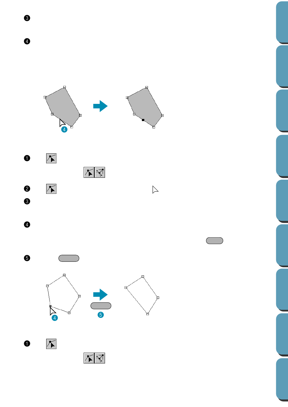 Deleting points, Realigning, Deleting points • realigning | Deleting points 1, Realigning 1 | Brother PE-DESIGN Ver.432 User Manual | Page 117 / 224