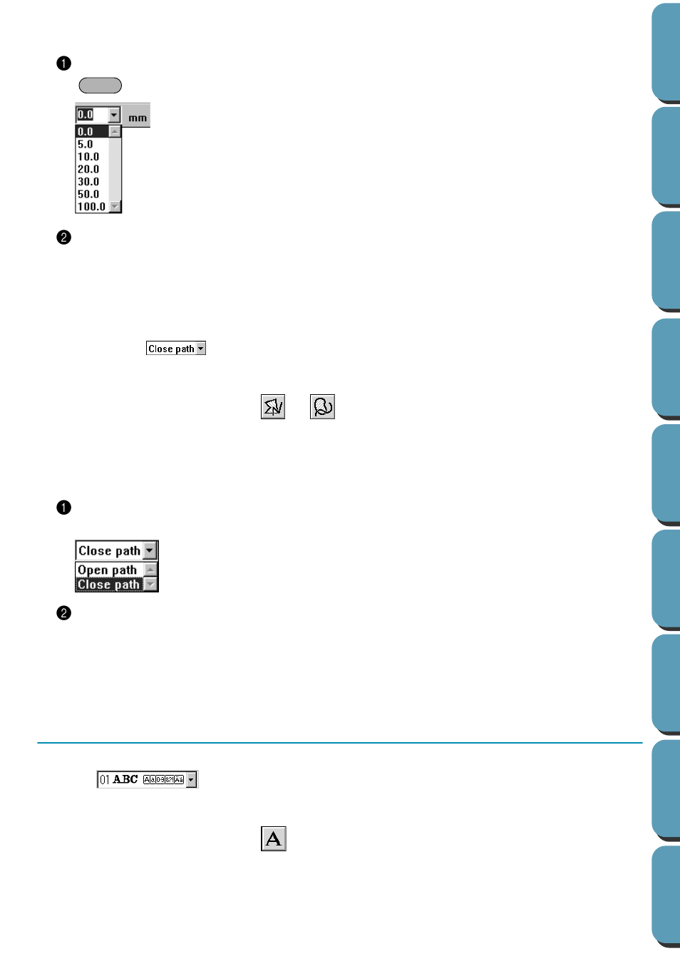 Path shape, Setting text attributes, Font | Brother PE-DESIGN Ver.432 User Manual | Page 130 / 224