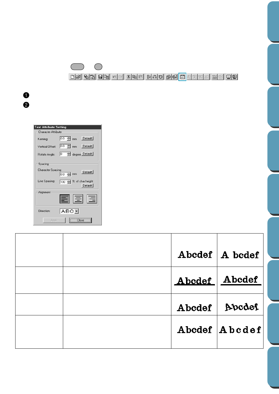 Text attribute setting | Brother PE-DESIGN Ver.432 User Manual | Page 162 / 224