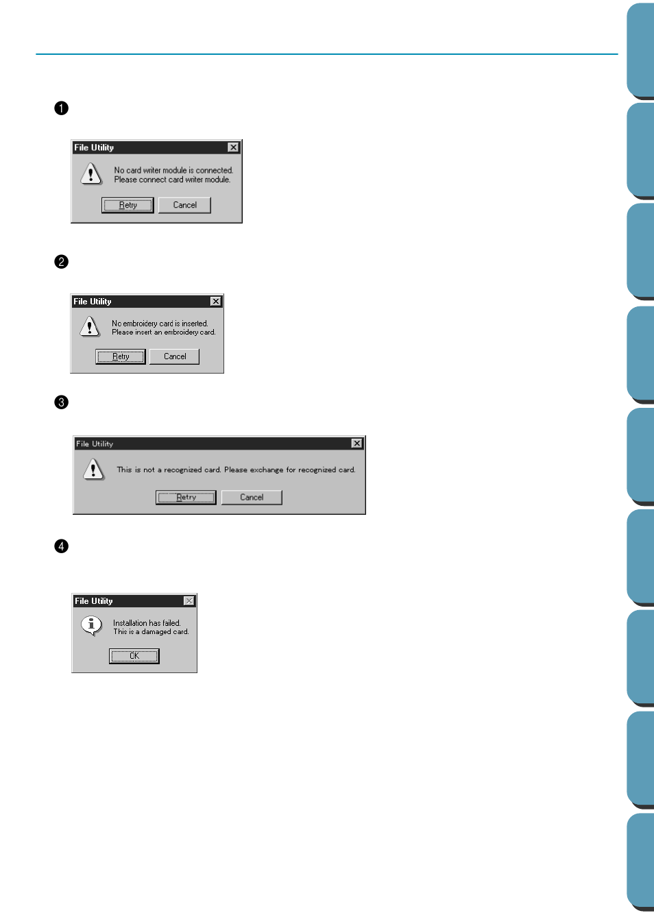 Error messages | Brother PE-DESIGN Ver.432 User Manual | Page 191 / 224