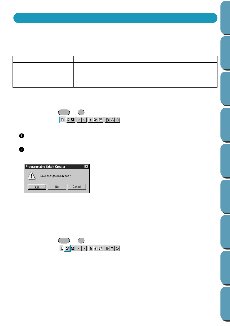 Using the menu bar, File menu, Open | New • open | Brother PE-DESIGN Ver.432 User Manual | Page 204 / 224
