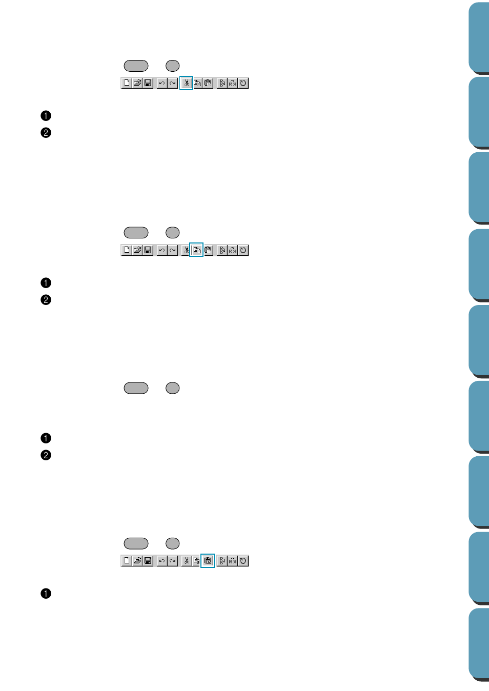 Copy, Duplicate, Paste | Cut • copy • duplicate • paste | Brother PE-DESIGN Ver.432 User Manual | Page 208 / 224
